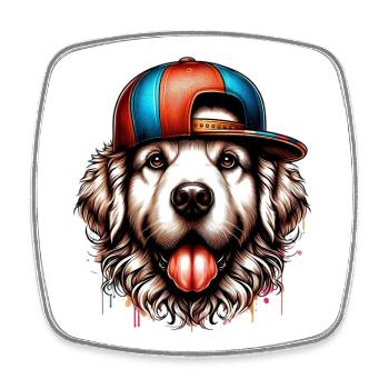 Chien - Magnet carré - blanc - Devant