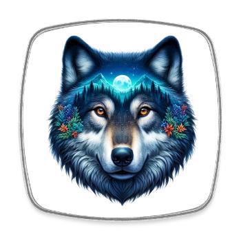 Loup - Magnet carré - blanc - Devant