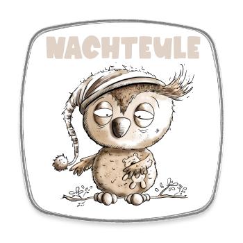 Droll Night Owl Owl - Square fridge magnet - white - Front