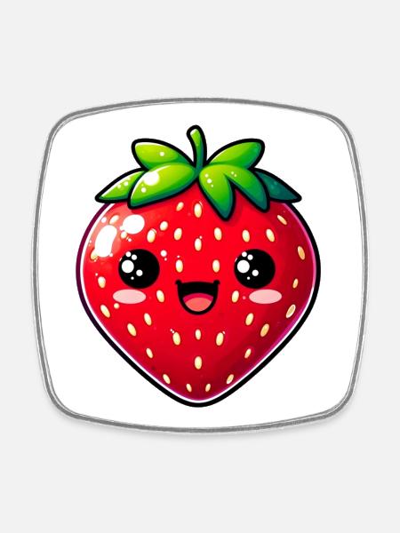 Fraise Fraises - Magnet carré - blanc