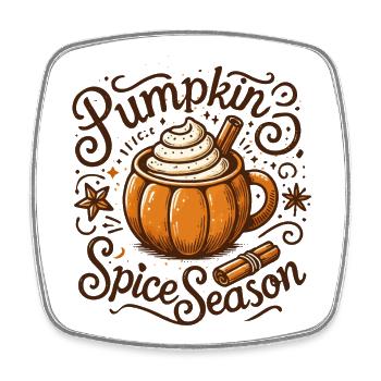 Pumpkin Spice Season: Der Geschmack des Herbstes - Viereckiger Kühlschrankmagnet - Weiß - Vorne