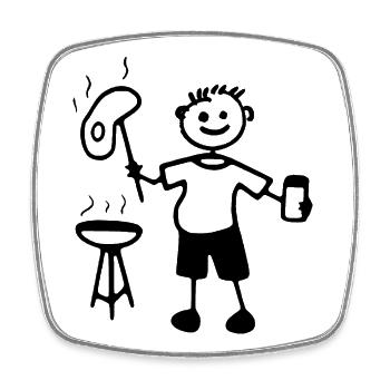 Joie des grillades, du barbecue et des fêtes sur le gril non encadré - Magnet carré - blanc - Devant