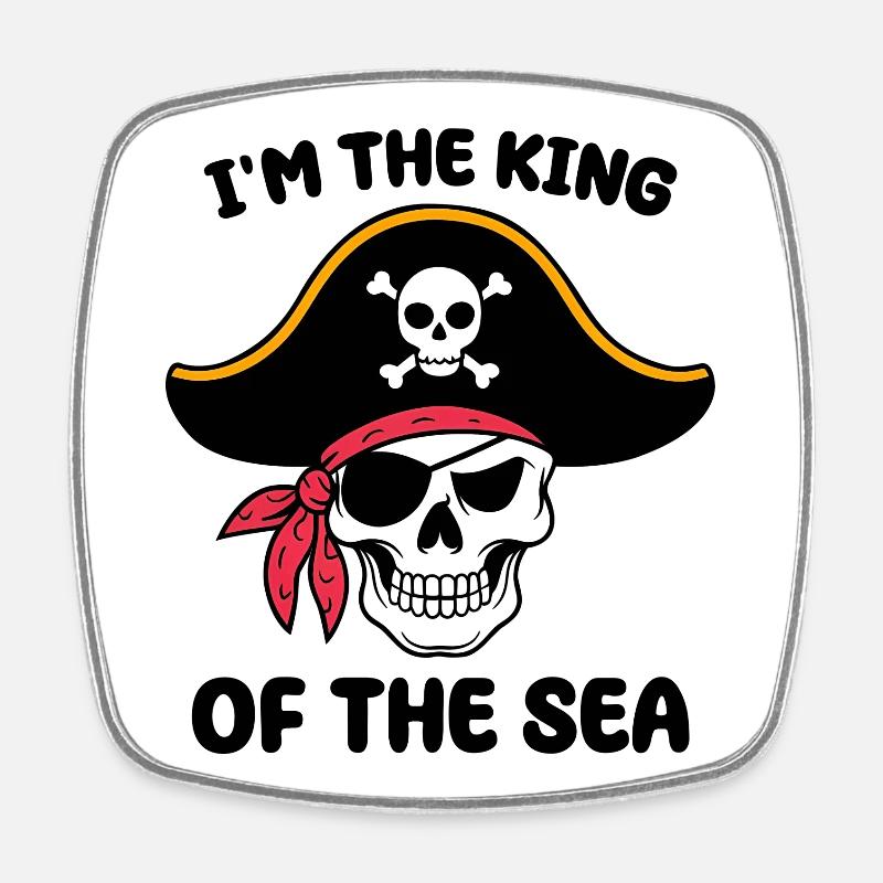 Pirate skull with eye patch - Square fridge magnet - white