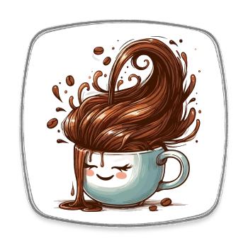 Good Mood Coffee Mug Gift - Square fridge magnet - white - Front