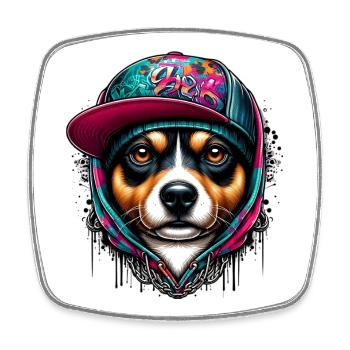 Chien - Magnet carré - blanc - Devant