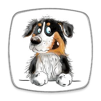 Funny Australian Shepherd Black Tri - Square fridge magnet - white - Front