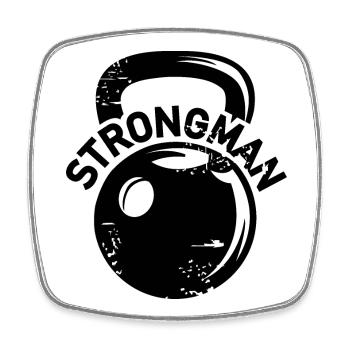 kettlebell strongman fitness weights icon logo - Square fridge magnet - white - Front