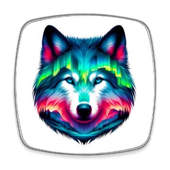 Wolf - Viereckiger Kühlschrankmagnet - Weiß - Vorne