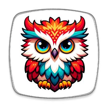 Owl - Square fridge magnet - white - Front