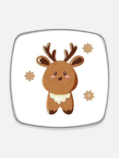 Cute Reindeer with Snowflakes - Square fridge magnet - white