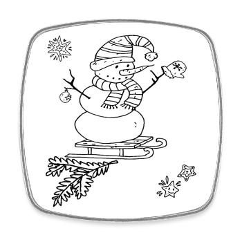 Snowman with Sleigh Christmas - Square fridge magnet - white - Front
