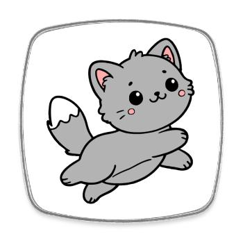 Cat - Square fridge magnet - white - Front