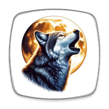 Wolf - Square fridge magnet - white - Front