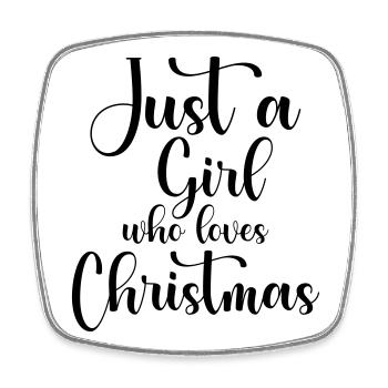 Girl Loves Christmas - Viereckiger Kühlschrankmagnet - Weiß - Vorne