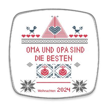 Weihnachten Oma und Opa sind die Besten - Viereckiger Kühlschrankmagnet - Weiß - Vorne