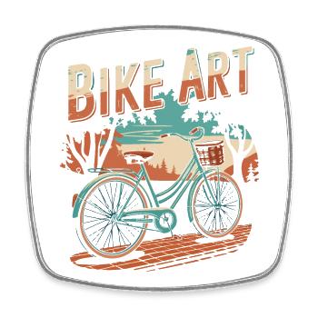 Vintage Bike Art Sonnenuntergangsszene - Viereckiger Kühlschrankmagnet - Weiß - Vorne