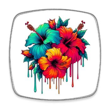 Hibiscus Flowers - Square fridge magnet - white - Front