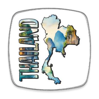 Aquarell Landkarte Thailand - Viereckiger Kühlschrankmagnet - Weiß - Vorne