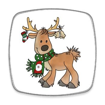 Weihnachtsren - Viereckiger Kühlschrankmagnet - Weiß - Vorne