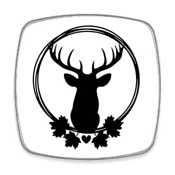 Kranz mit Hirsch - Viereckiger Kühlschrankmagnet - Weiß - Vorne