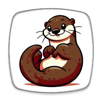 Otter - Viereckiger Kühlschrankmagnet - Weiß - Vorne