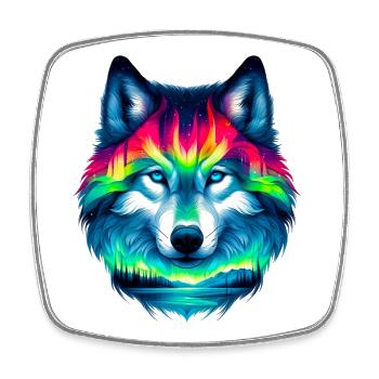Wolf - Viereckiger Kühlschrankmagnet - Weiß - Vorne