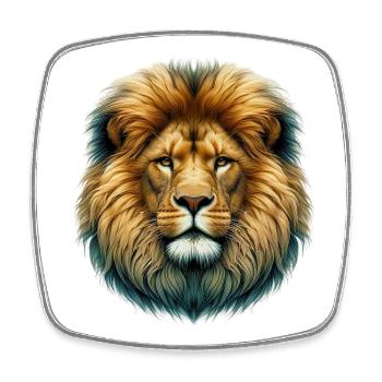 Lion - Magnet carré - blanc - Devant