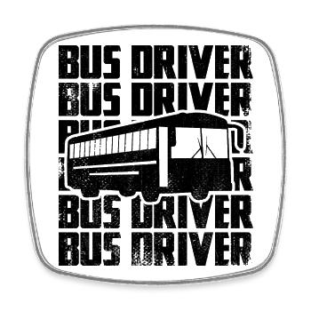 bus driver - Square fridge magnet - white - Front