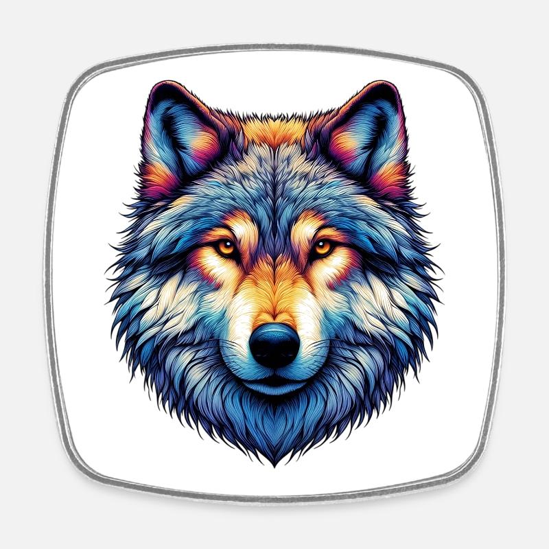 Wolf - Viereckiger Kühlschrankmagnet - Weiß