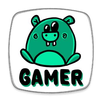 Nini Gamer - Magnet carré - blanc - Devant
