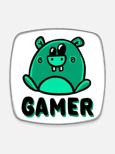 Nini Gamer - Viereckiger Kühlschrankmagnet - Weiß