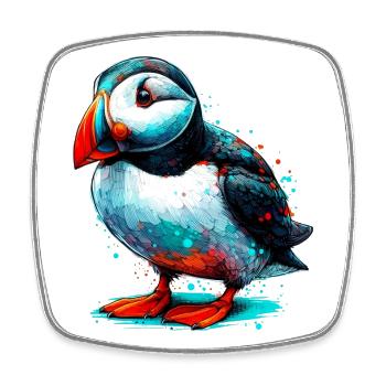 Puffin - Square fridge magnet - white - Front