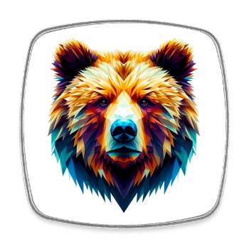 Polygonal Bear - Square fridge magnet - white - Front