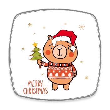 Joyeux Noël Teddy - Magnet carré - blanc - Devant