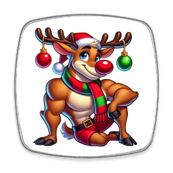Weihnachts-Rentier Rudolf - Viereckiger Kühlschrankmagnet - Weiß - Vorne