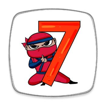 7th Birthday Motif Ninja - 7 years old - Square fridge magnet - white - Front