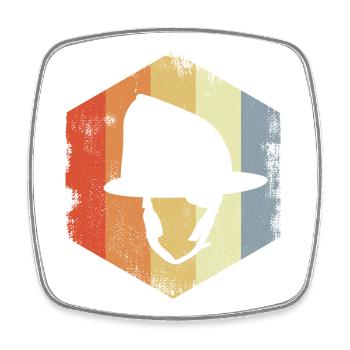 Casque de pompier vintage - Magnet carré - blanc - Devant