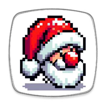 Nez rouge, Pixel Charm : Père Noël - Magnet carré - blanc - Devant