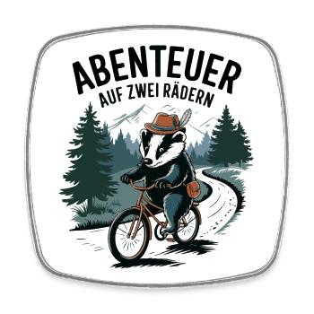 Abenteuer auf zwei Rädern - Viereckiger Kühlschrankmagnet - Weiß - Vorne