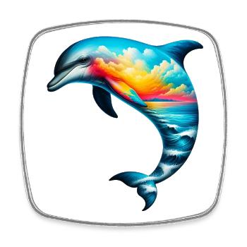 Delfin - Viereckiger Kühlschrankmagnet - Weiß - Vorne
