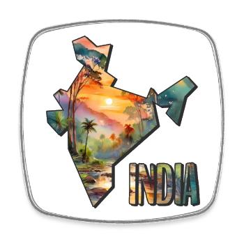 Aquarell Landkarte Indien - Viereckiger Kühlschrankmagnet - Weiß - Vorne