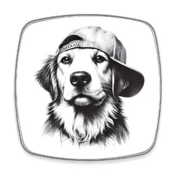 Chien - Magnet carré - blanc - Devant