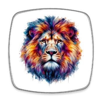 Lion - Magnet carré - blanc - Devant