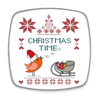 Christmas Time - Viereckiger Kühlschrankmagnet - Weiß - Vorne