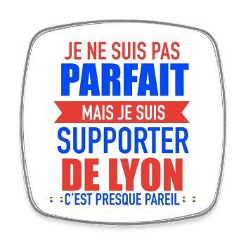 Cadeau Supporter Lyon Foot Lyonnais - Magnet carré - blanc - Devant