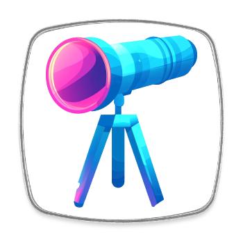 Conception de télescope plat et coloré - Magnet carré - blanc - Devant