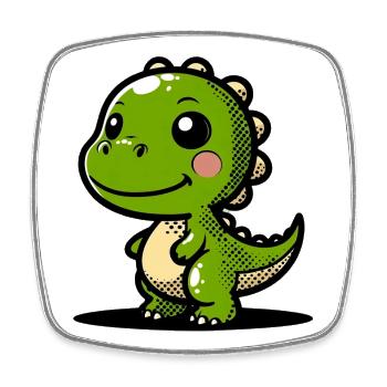 Dinosaure - Magnet carré - blanc - Devant