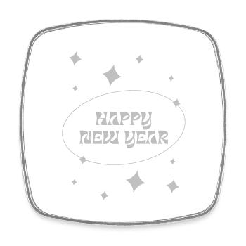 happy new year argenté - Magnet carré - blanc - Devant