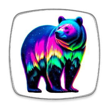 Bär - Viereckiger Kühlschrankmagnet - Weiß - Vorne
