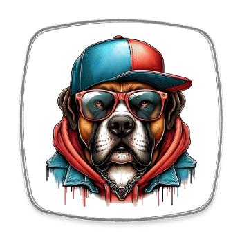Chien - Magnet carré - blanc - Devant
